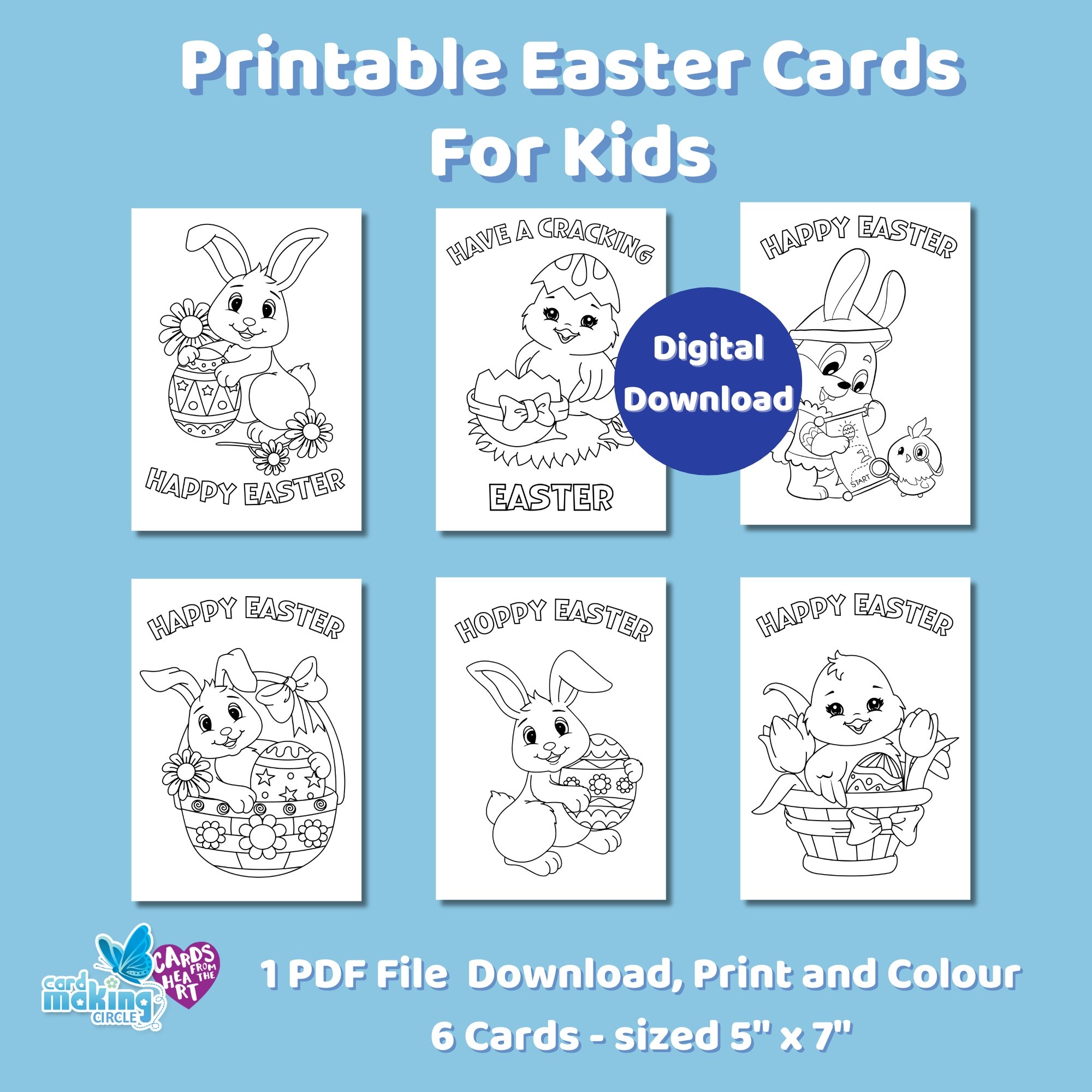 Large sized printable Easter cards for kids