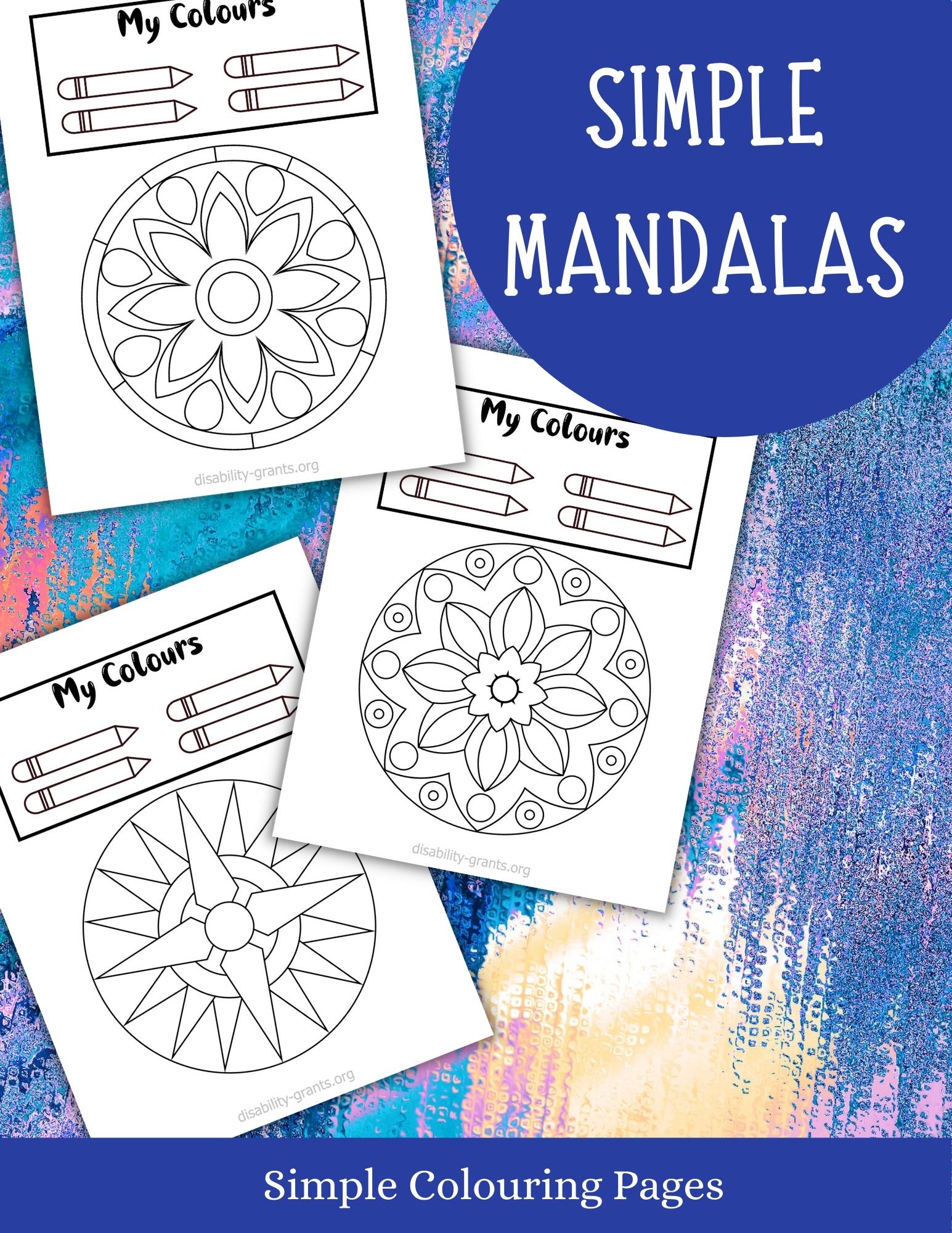 A colouring book for adults with Dementia, Alzheimers and Learning Difficulties featuring simple Mandalas