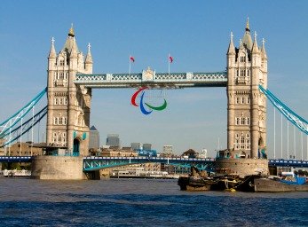 Tower bridge with Paralympic sign 2012